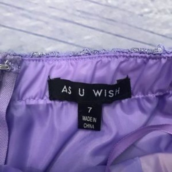 As U Wish Lavender Lace Strapless Dress Size 7 - Picture 5 of 6